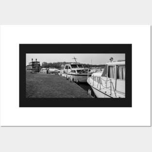 Moored boats on the River Bure, Norfolk Posters and Art